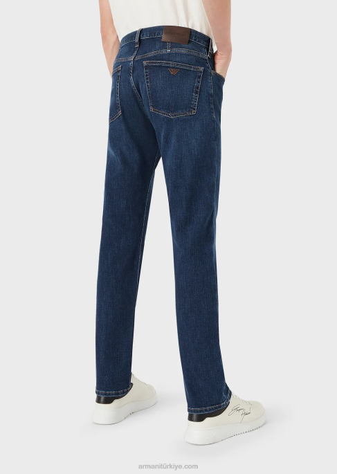 erkekler Armani j21 yıkanmış, normal kesim, fitilli rahat kot pantolon kot T8HD1211