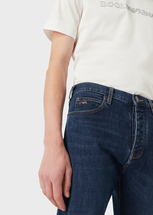 erkekler Armani j21 yıkanmış, normal kesim, fitilli rahat kot pantolon kot T8HD1211