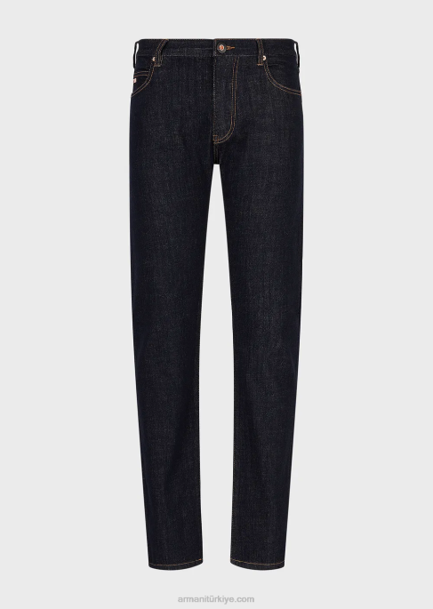 erkekler Armani j45 normal kesim, durulanmış, kot pantolon gece yarısı mavisi T8HD1206