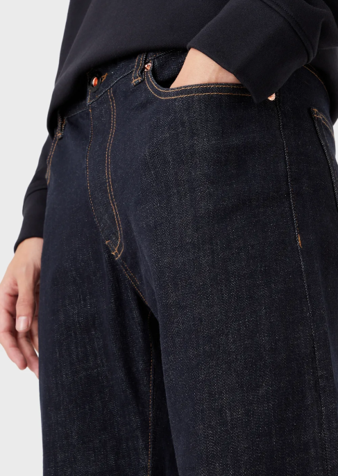 erkekler Armani j45 normal kesim, durulanmış, kot pantolon gece yarısı mavisi T8HD1206