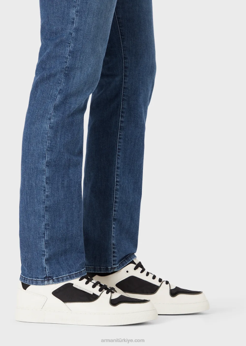 erkekler Armani j45 normal kesim, hafif yıkama kot pantolon kot T8HD1203