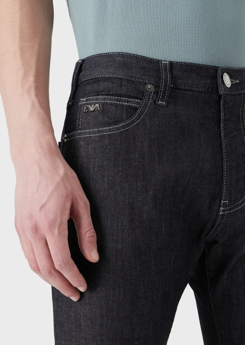 erkekler Armani j45 normal kesim, hafif yıkama kot pantolon lacivert T8HD1204