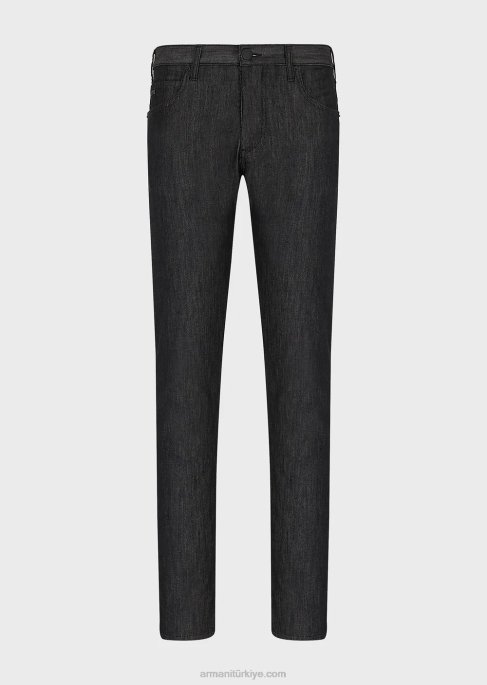 erkekler Armani j45 normal kesim, hafif yıkama kot pantolon siyah T8HD1205
