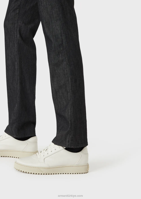erkekler Armani j45 normal kesim, hafif yıkama kot pantolon siyah T8HD1205