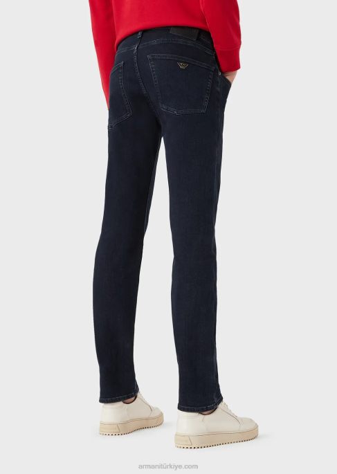 erkekler Armani j45 normal kesim, rahat kot dimi kot pantolon mavi T8HD1207