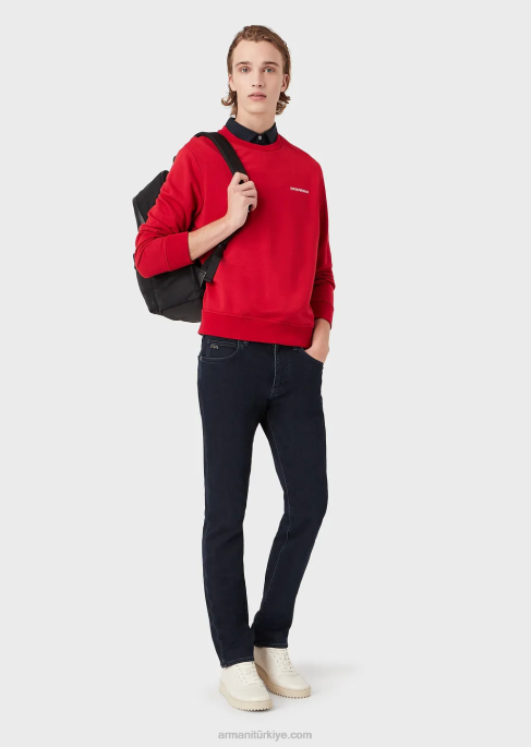 erkekler Armani j45 normal kesim, rahat kot dimi kot pantolon mavi T8HD1207