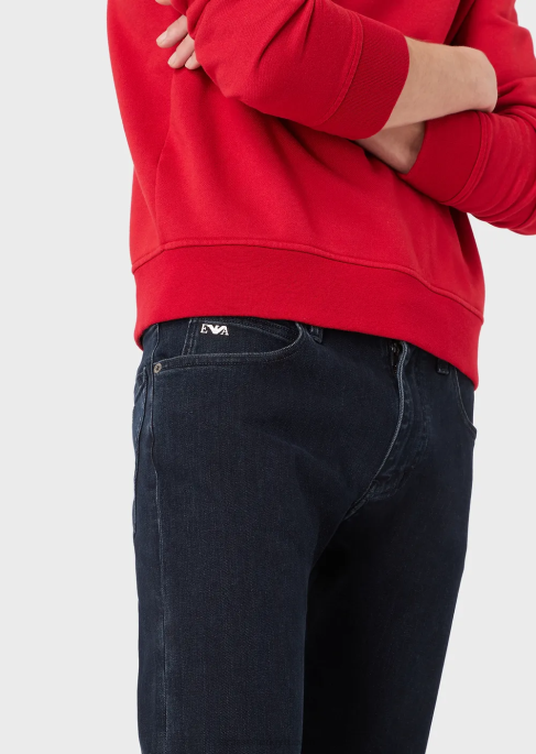 erkekler Armani j45 normal kesim, rahat kot dimi kot pantolon mavi T8HD1207