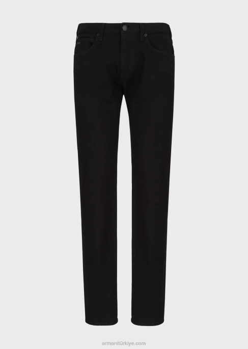 erkekler Armani j45 normal kesim, rahat kot dimi kot pantolon siyah T8HD1208