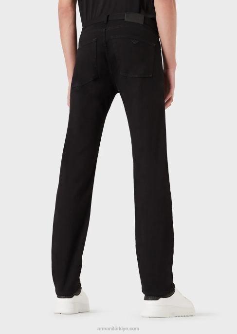 erkekler Armani j45 normal kesim, rahat kot dimi kot pantolon siyah T8HD1208