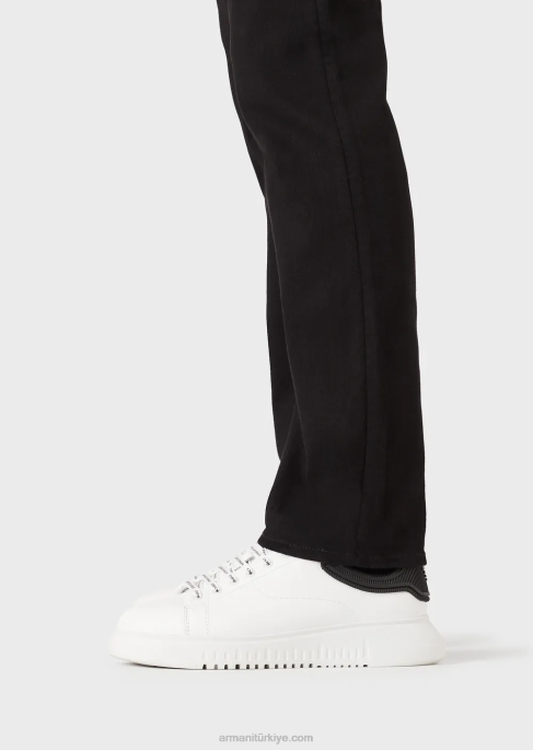 erkekler Armani j45 normal kesim, rahat kot dimi kot pantolon siyah T8HD1208