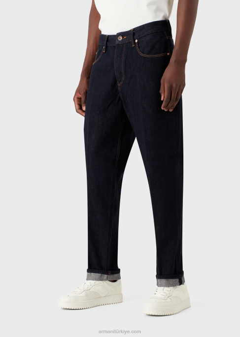 erkekler Armani j72 bol kesim reaktif mavi kot pantolon kot T8HD1148