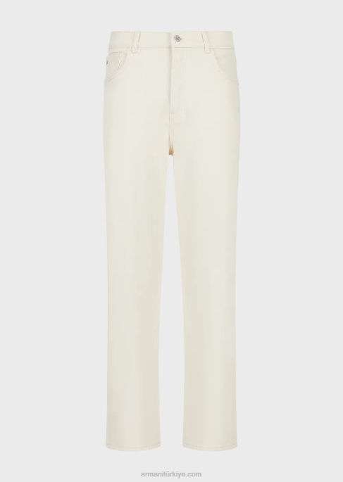 erkekler Armani j74 bol kesim, yumuşak boyalı boğa kot pantolon süt beyazı T8HD1151