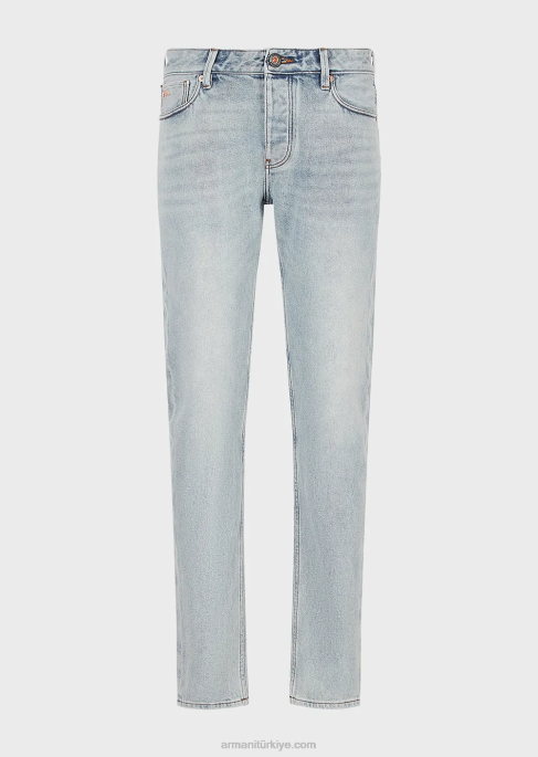 erkekler Armani j75 dar kesim soluk kot pantolon açık mavi T8HD1162