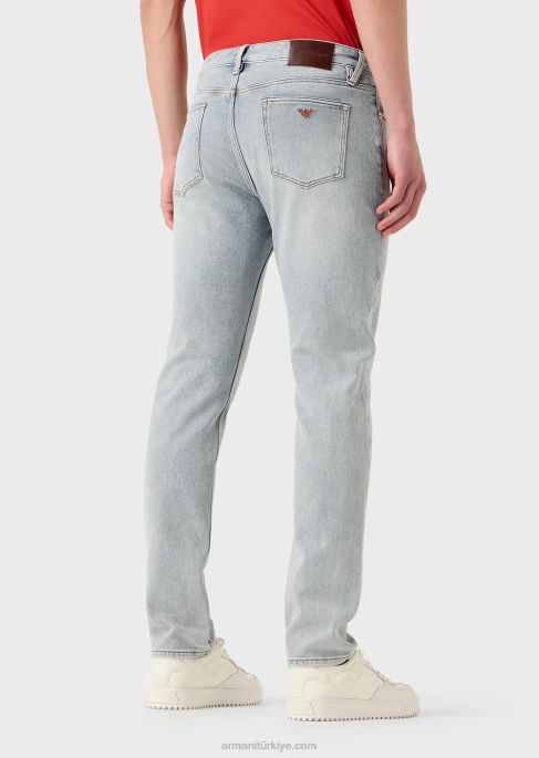 erkekler Armani j75 dar kesim soluk kot pantolon açık mavi T8HD1162
