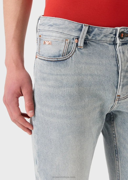 erkekler Armani j75 dar kesim soluk kot pantolon açık mavi T8HD1162