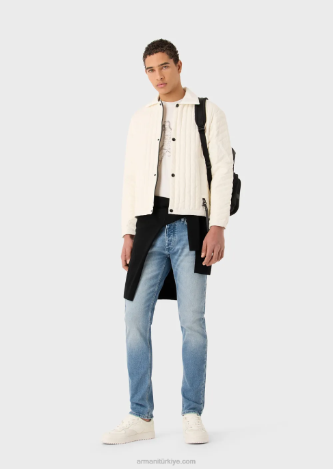 erkekler Armani j75 dar kesim vintage görünümlü soluk kot pantolon açık mavi T8HD1166