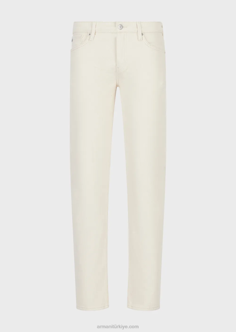 erkekler Armani j75 dar kesim, yumuşak boyalı, boğa kot pantolon süt beyazı T8HD1172