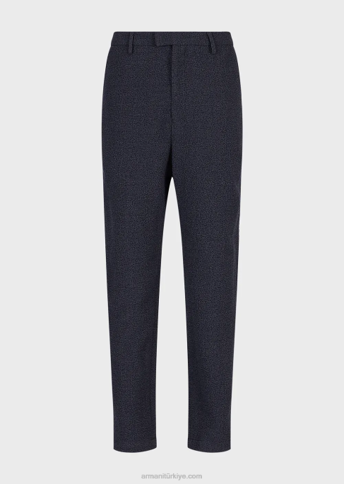 erkekler Armani 3d efektli jakarlı saf yün pantolonT8HD1470
