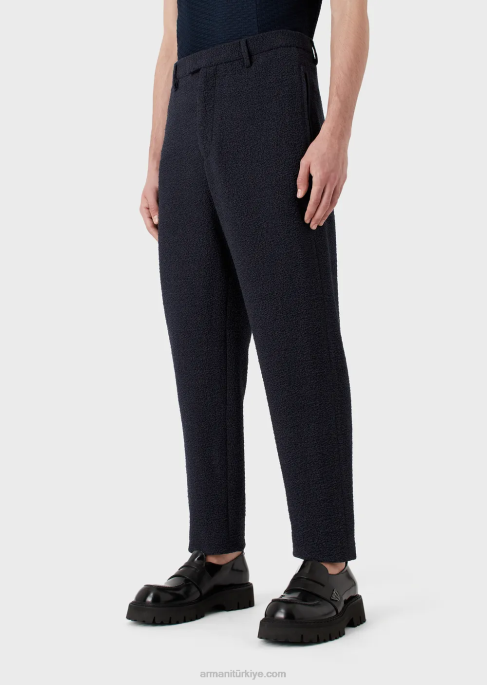 erkekler Armani 3d efektli jakarlı saf yün pantolonT8HD1470