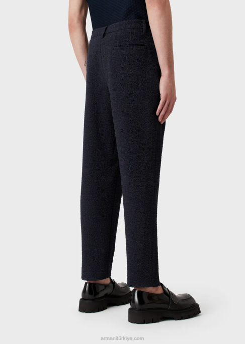 erkekler Armani 3d efektli jakarlı saf yün pantolonT8HD1470