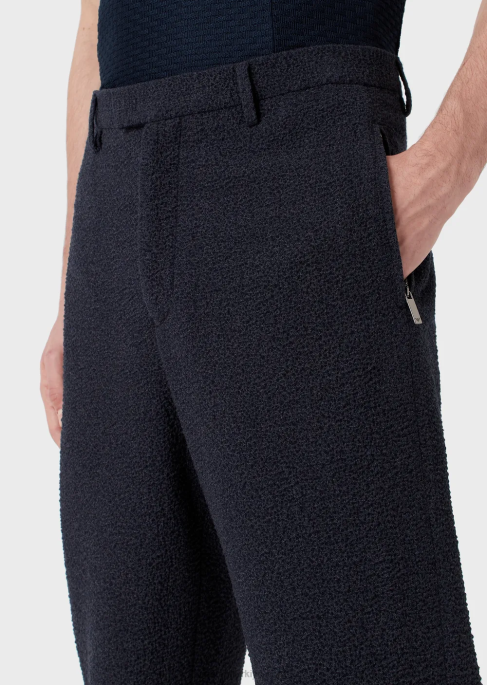 erkekler Armani 3d efektli jakarlı saf yün pantolonT8HD1470