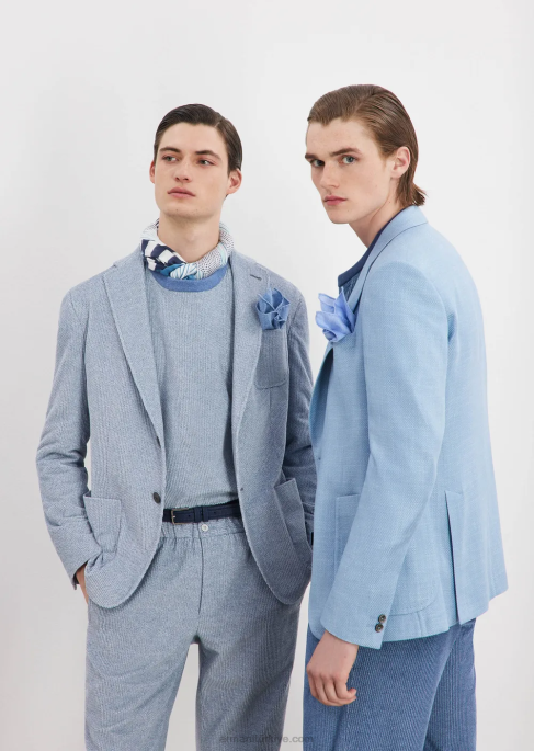 erkekler Armani Beli lastikli, kot efektli baskılı kadife pantolon masmavi T8HD1408