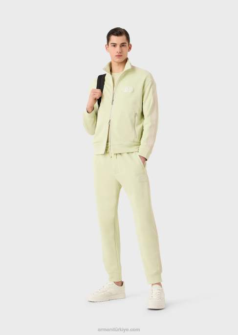 erkekler Armani Her yama ve çizgili jarse jogger pantolon açık yeşil T8HD1377