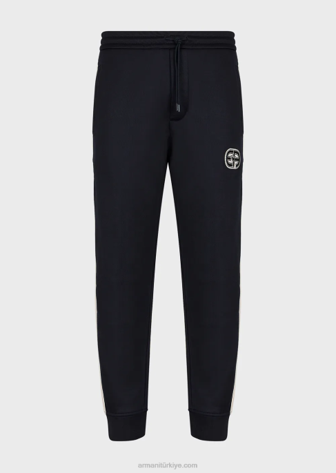 erkekler Armani Her yama ve çizgili jarse jogger pantolon lacivert T8HD1378