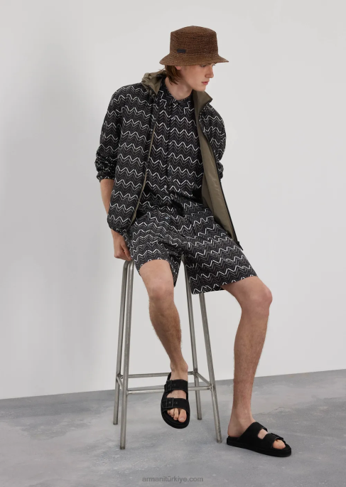 erkekler Armani büzgü ipli boydan boya desenli liyosel board şort model T8HD1404