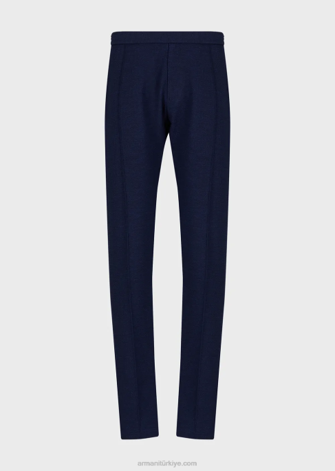 erkekler Armani beli lastikli, baskılı teknik gofre ribanalı pantolon gece yarısı mavisi T8HD1473