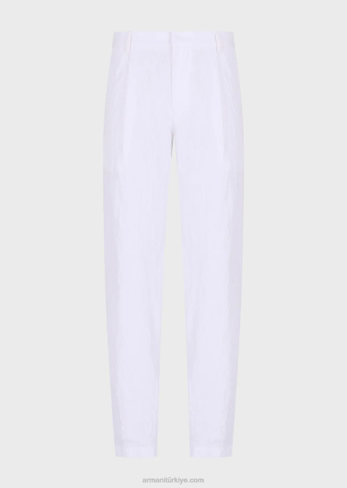 erkekler Armani dart ile yıkanmış görünümlü streç pamuklu chino beyaz T8HD1454