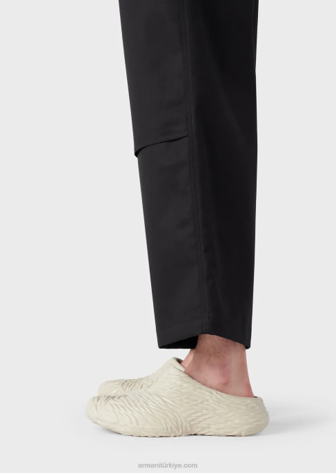 erkekler Armani şeftali derisi modal büzgülü pantolon siyah T8HD1493