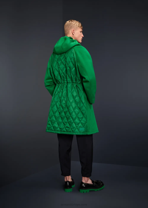 erkekler Armani elastik manşetli doğal streç kanvas pantolon lacivert T8HD1501