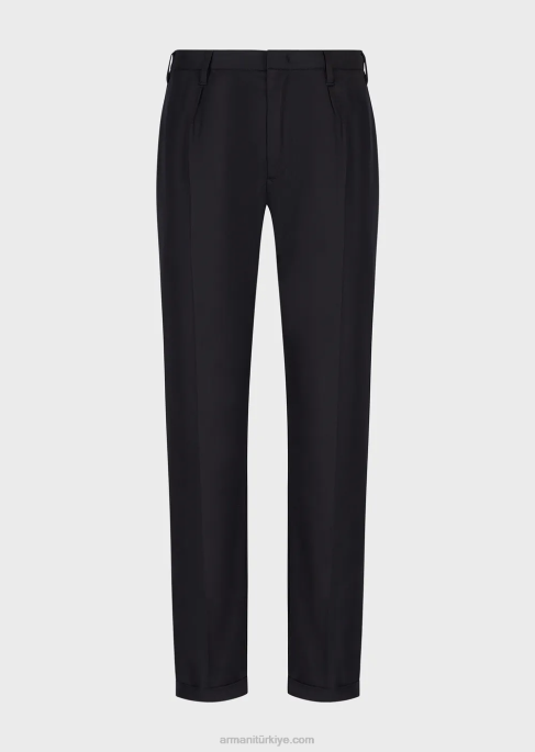 erkekler Armani hafif liyosel karışımlı saten chinos lacivert T8HD1497