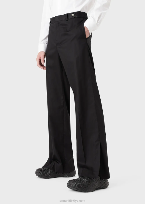 erkekler Armani hafif pamuklu saten chino siyah T8HD1458