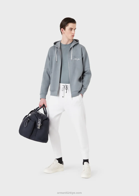 erkekler Armani çift ​​jarse koşucular beyaz T8HD1391