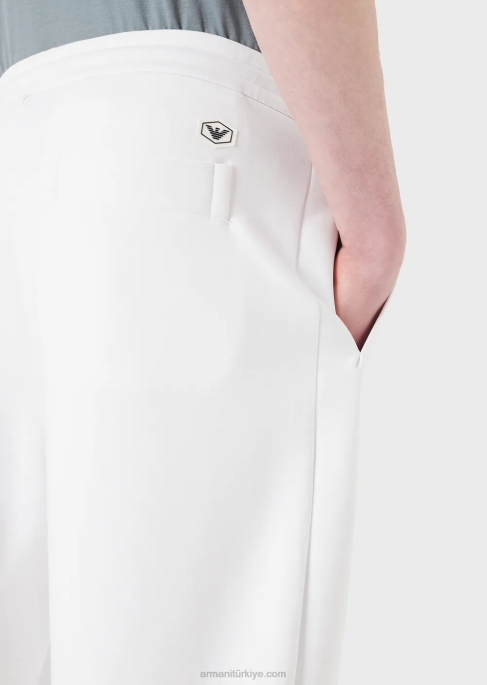 erkekler Armani çift ​​jarse koşucular beyaz T8HD1391