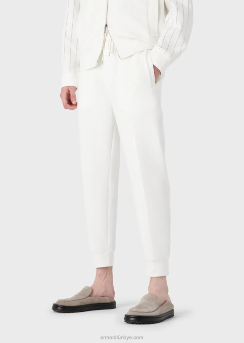 erkekler Armani çift ​​jarse koşucular beyaz T8HD1418