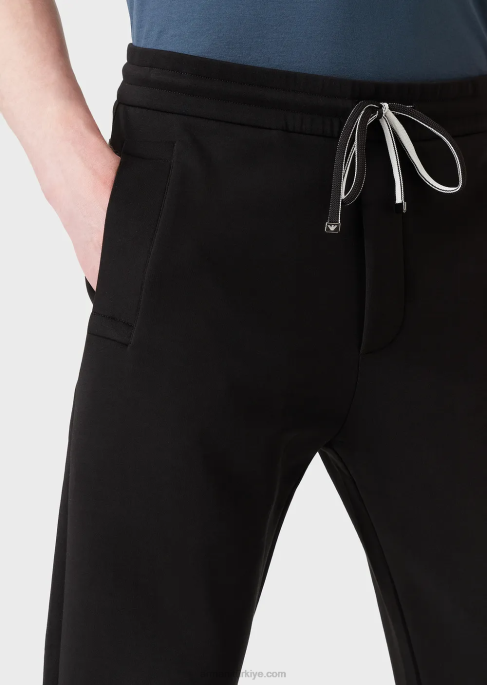 erkekler Armani çift ​​jarse koşucular siyah T8HD1392