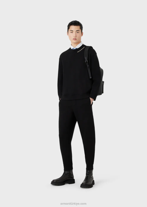 erkekler Armani çift ​​jarse koşucular siyah T8HD1417