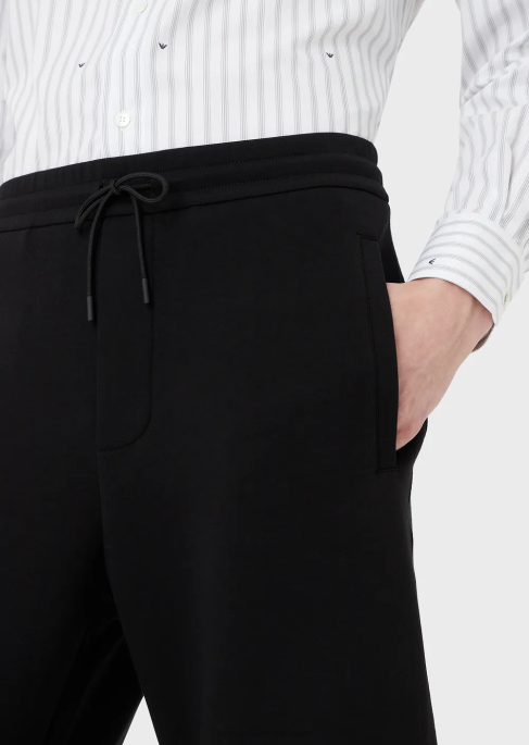 erkekler Armani çift ​​jarse koşucular siyah T8HD1417