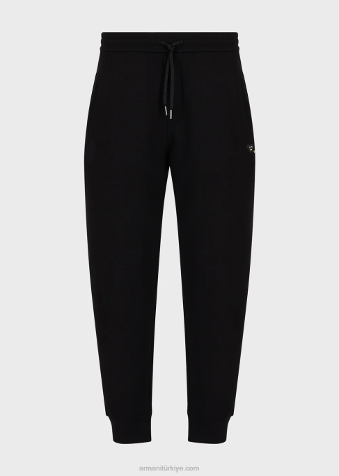 erkekler Armani çift ​​jarse koşucular siyah T8HD1441