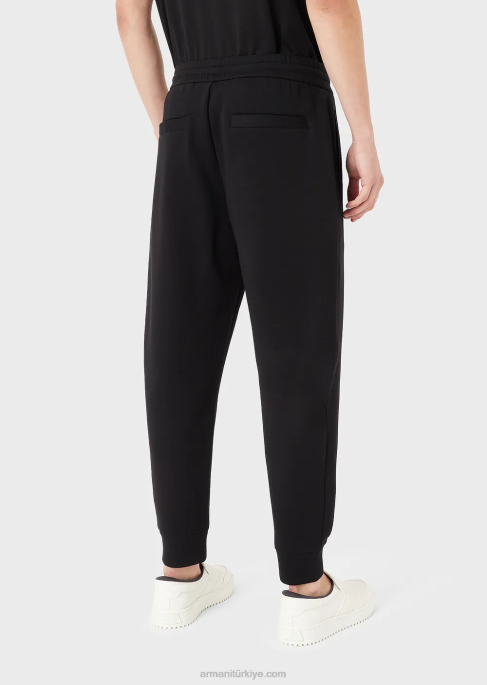 erkekler Armani çift ​​jarse koşucular siyah T8HD1441