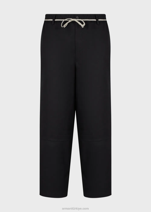 erkekler Armani ip kemerli çift gabardin pantolonT8HD1490
