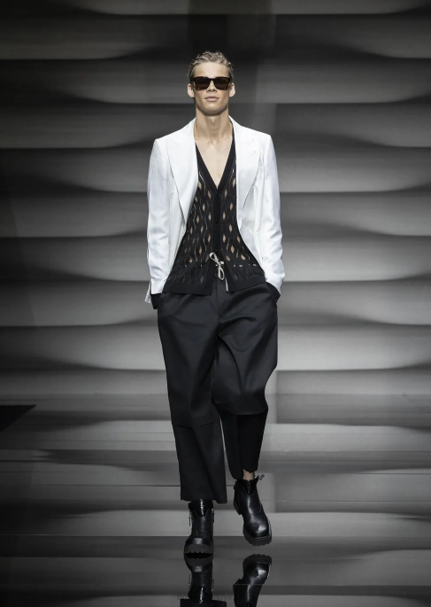 erkekler Armani ip kemerli çift gabardin pantolonT8HD1490