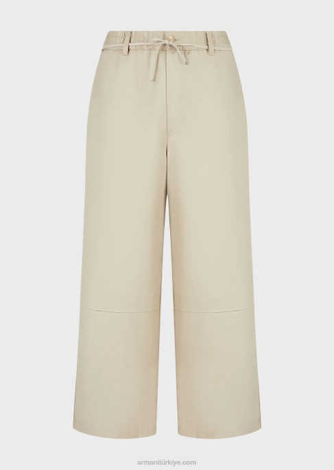 erkekler Armani ip kemerli çift gabardin pantolon bej T8HD1491
