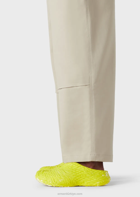 erkekler Armani ip kemerli çift gabardin pantolon bej T8HD1491