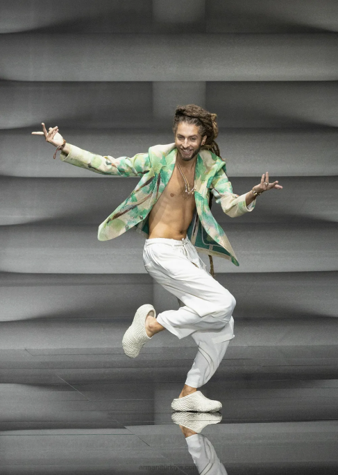 erkekler Armani ip kemerli sıvı krep pantolonT8HD1372