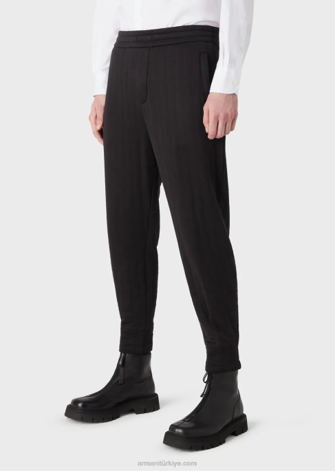 erkekler Armani kapitone jarse joggers siyah T8HD1428