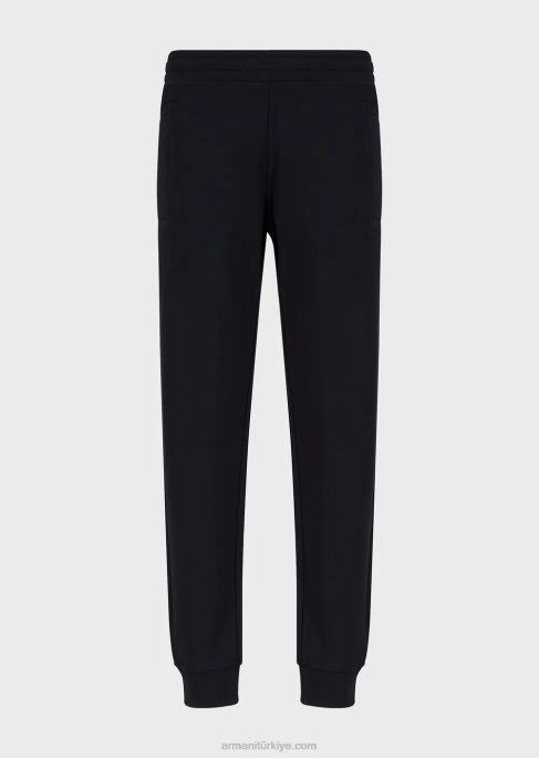 erkekler Armani modal karışımlı jarse polar jogger pantolon lacivert T8HD1509